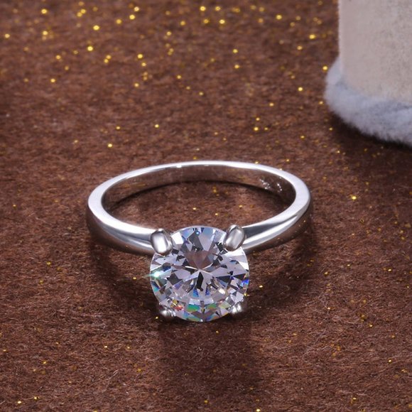 NEW 2PC/Set Round Diamond 925 Silver Ring 4 - Picture 8 of 8